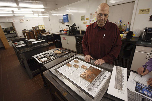 Frank Romano in composing room