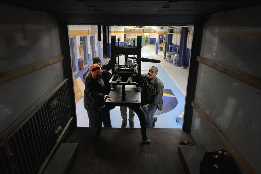 Loading the press onto the truck